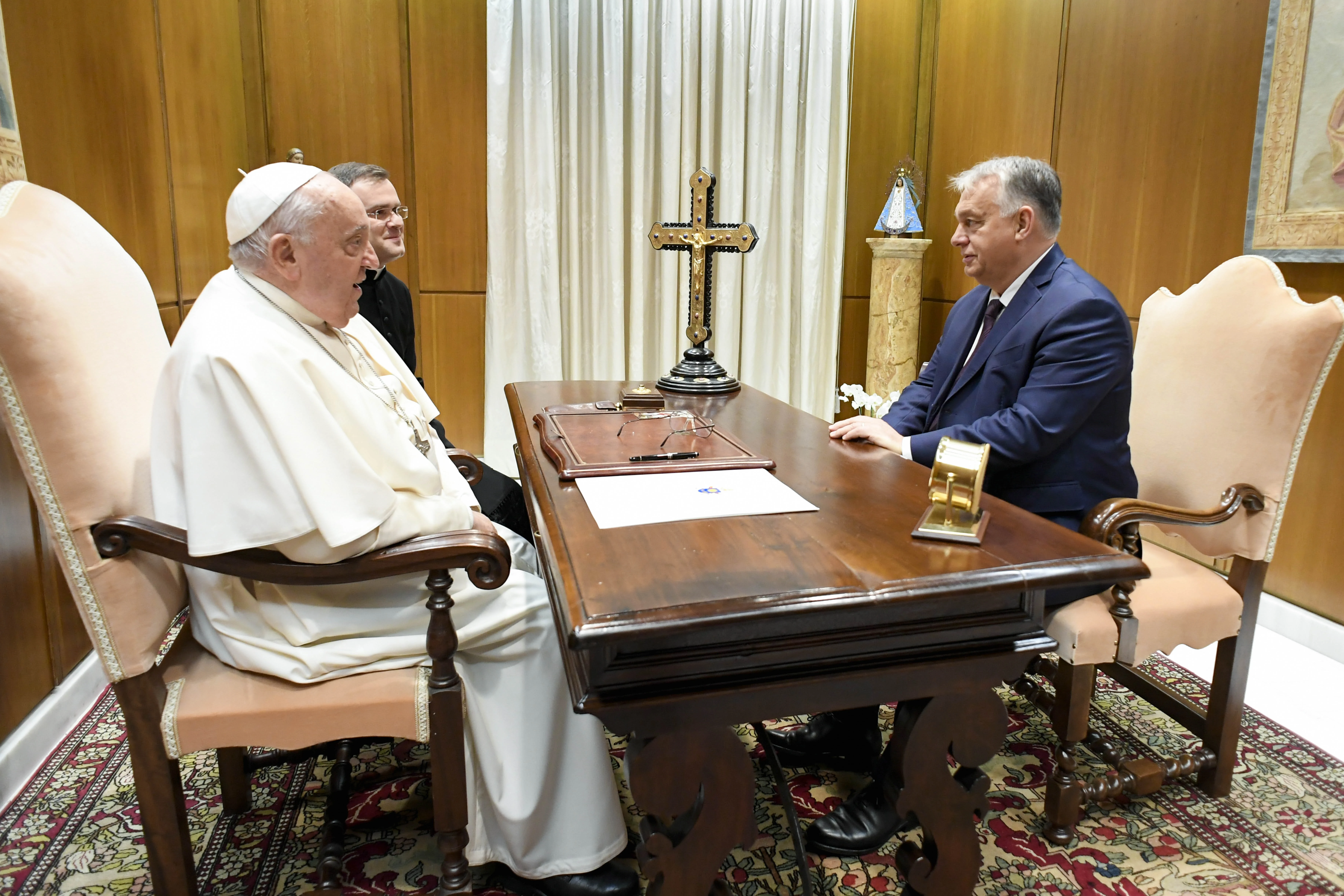 Pope Francis meets with Hungarian Prime Minister Viktor Orbán on Dec. 4, 2024, at the Vatican.?w=200&h=150