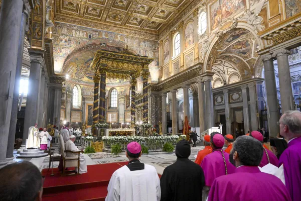 Pope Francis celebrates second vespers on the feast of Our Lady of the Snows at the Basilica of St. Mary Major on Aug. 5, 2024. Credit: Vatican Media