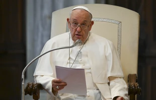 Pope Francis addresses the faithful during second vespers on the feast of Our Lady of the Snows at the Basilica of St. Mary Major on Aug. 5, 2024. Credit: Vatican Media