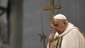 Pope Francis prays during Mass on the solemnity of the Epiphany on Jan. 6, 2025, in St. Peter’s Basilica at the Vatican.