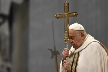 Pope Francis prays