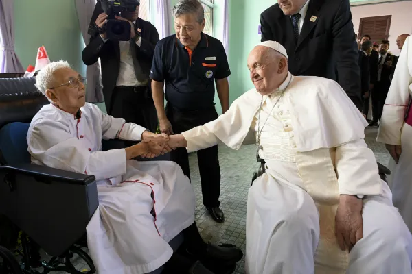 Pope Francis meets with elderly and sick people on his final day in Singapore on Friday, Sept. 13, 2024, marking the conclusion of his 12-day, four-country apostolic journey to Asia and Oceania — the longest trip of his pontificate to date. Credit: Vatican Media