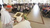 Pope Francis addresses elderly and sick people on his final day in Singapore on Friday, Sept. 13, 2024, marking the conclusion of his 12-day, four-country apostolic journey to Asia and Oceania — the longest trip of his pontificate to date.