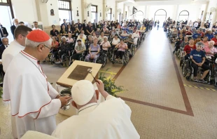 Pope Francis addresses elderly and sick people on his final day in Singapore on Friday, Sept. 13, 2024, marking the conclusion of his 12-day, four-country apostolic journey to Asia and Oceania — the longest trip of his pontificate to date. Credit: Vatican Media