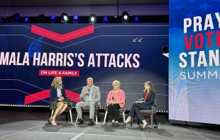 Mark Houck and other pro-life activists share the severe suffering they have experienced due to the pro-abortion policies of the Biden-Harris administration at the Pray Vote Stand Summit in Washington, D.C., on Friday, Oct. 4, 2024. Credit: Madalaine Elhabbal/CNA