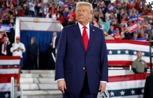 Donald Trump takes the stage during a campaign rally at the J.S. Dorton Arena on Nov. 4, 2024, in Raleigh, North Carolina. Credit: Chip Somodevilla/Getty Images