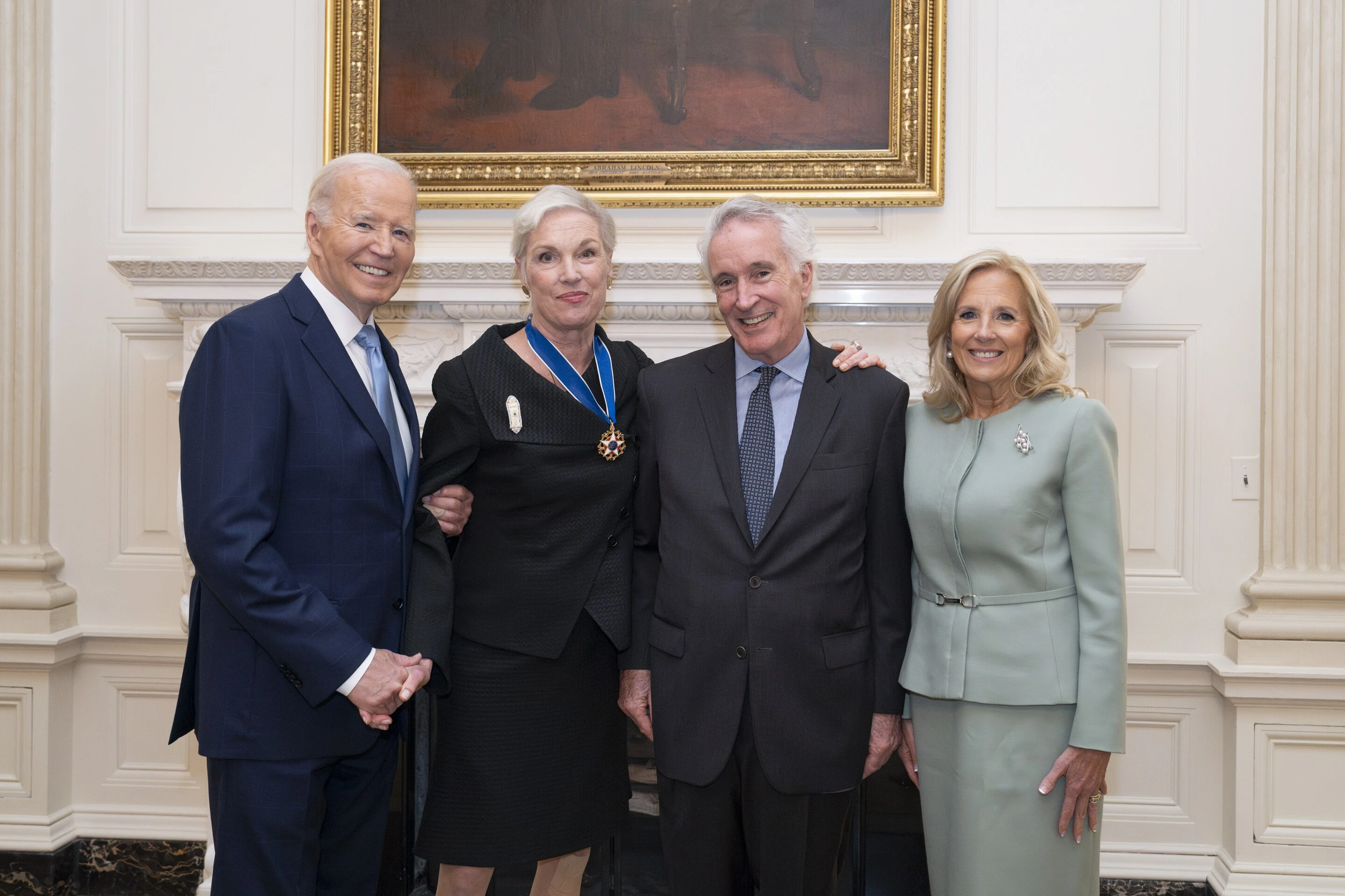 President Joe Biden awarded the Medal of Freedom to former Planned Parenthood president Cecile Richards, photographed here with Kirk Adams and First Lady Jill Biden, in a photo posted to his X account, Nov. 20, 2024.?w=200&h=150