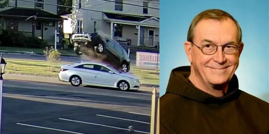 ‘Miracle’ caught on video: Priest escapes unharmed when SUV hurdles his car