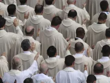 Priests concelebrate a Mass in Rome.
