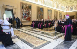 Pope Francis meets with members of the Commission of the Bishops’ Conferences of the European Union (COMECE) on March 23, 2023. Credit: Vatican Media