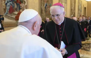 Bishop Mariano Crociata meets with Pope Francis on March 23, 2023. Credit: Vatican Media