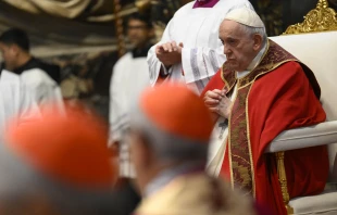 Pope Francis prays at the Mass in suffrage for the cardinals and bishops who have died in the past year, Nov. 2, 2022. Credit: Vatican Media