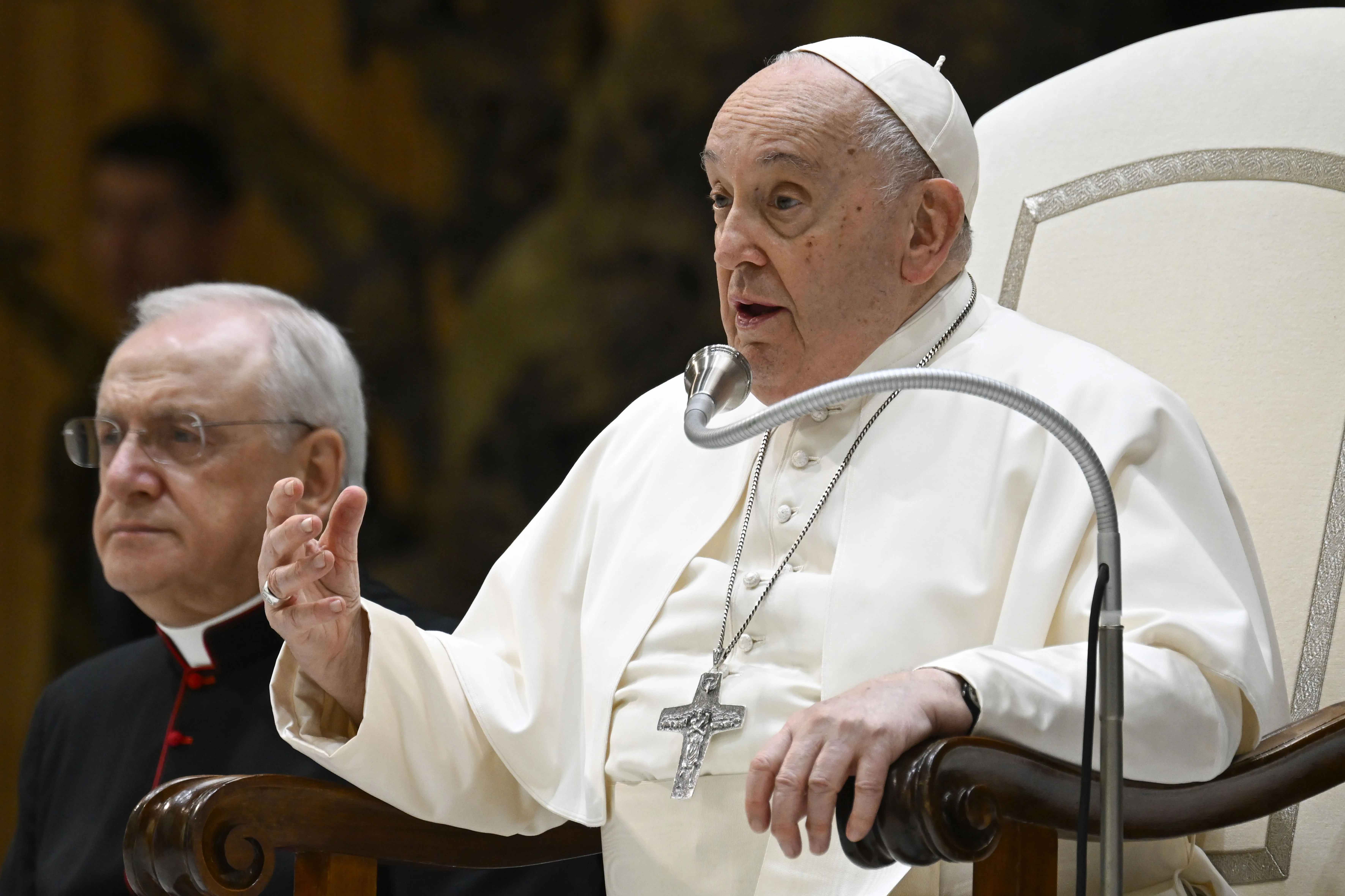 Pope Francis speaks at his general audience on Dec. 6, 2023, in Paul VI Hall at the Vatican.?w=200&h=150