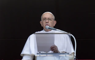 Pope Francis gives his weekly Angelus address on Sunday, Aug. 7, 2022. Vatican Media