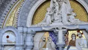 Mosaics by alleged abuser Father Marko Rupnik are displayed at the shrine in Lourdes, France.