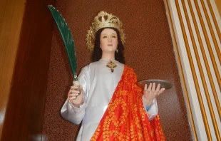 Statue of St. Lucy at the New Chapel of St. Lucy in Pampanga province, Philippines. Credit: Judgefloro, CC0, via Wikimedia Commons