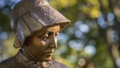 A statue of St. Elizabeth Ann Seton in the Seton Legacy Garden at the Seton Shrine in Maryland.