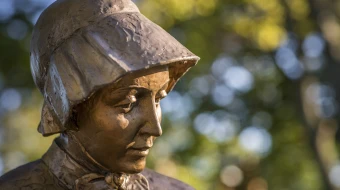 A statue of St. Elizabeth Ann Seton in the Seton Legacy Garden at the Seton Shrine in Maryland.