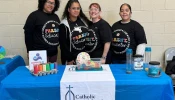 The Diocese of Scranton in Pennsylvania launched a parent education program designed to provide support and resources for local families. Four of the six parent educators from left to right: Mineyris Novas, parent educator; Dagmar Frias Montolio, program supervisor; Montie Ford, lead parent educator; and Mara Portoreal, parent educator.