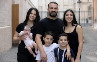 Danny and Leila Abdallah with children Liana, Alex, Michael, and Selina spoke to CNA at the Vatican on June 23, 2022. Daniel Ibáñez / CNA