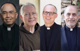 Father Brian Nunes (left), Father Matthew Elshoff, Father Slawomir Szkredka, and Monsignor Albert Bahhuth (right) have been named auxiliary bishops of the Archdiocese of Los Angeles. Angelus News/Archdiocese of Los Angeles