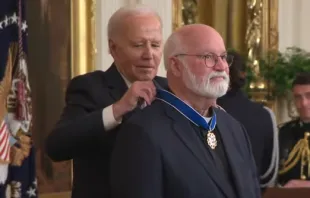 President Joe Biden presents the Presidential Medal of Freedom to Jesuit Father Greg Boyle on May 3, 2024. Screenshot/public domain