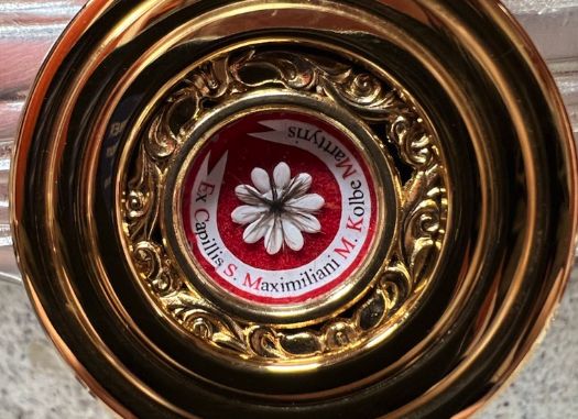 A relic of St. Maximilian Kolbe's beard, under the care of the Franciscan Missionaries of the Eternal Word. Credit: Brother John Therese