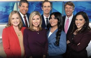 The “EWTN News Nightly” and “EWTN News In Depth” team at the Washington, D.C., studios of EWTN. Credit: EWTN News