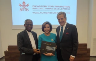 Nancy Pelosi in the Vatican with Cardinal Turkson Twitter @VaticanIHD / Vatican Dicastery for Promoting Integral Human Development Prefect