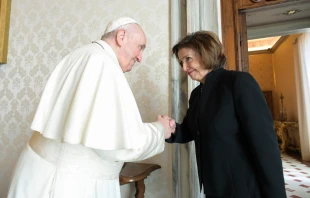 Pope Francis meets with House Speaker Nancy Pelosi at the Vatican, Oct. 9, 2021 Vatican Media.