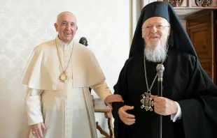 Pope Francis meets with Ecumenical Patriarch Bartholomew I at the Vatican, Oct. 4, 2021. Credit: Vatican Media