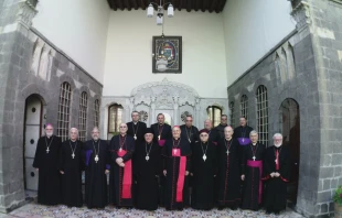 Cardinal Leonardo Sandri (front row, sixth from left) with Syrian Catholic Church leaders. orientchurch.va.