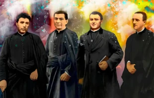 The four martyrs beatified by Cardinal Marcello Semeraro at Tortosa Cathedral, Spain, Oct. 30, 2021. Hermandad de sacerdotes operarios.