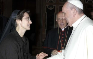 Sr. Raffaella Petrini meets Pope Francis. Vatican Media.