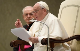 Pope Francis’ general audience in the Paul VI Hall at the Vatican, Feb. 16, 2022. Vatican Media.