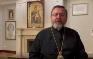 Major Archbishop Sviatoslav Shevchuk records a video message on April 8, 2022. news.ugcc.ua.