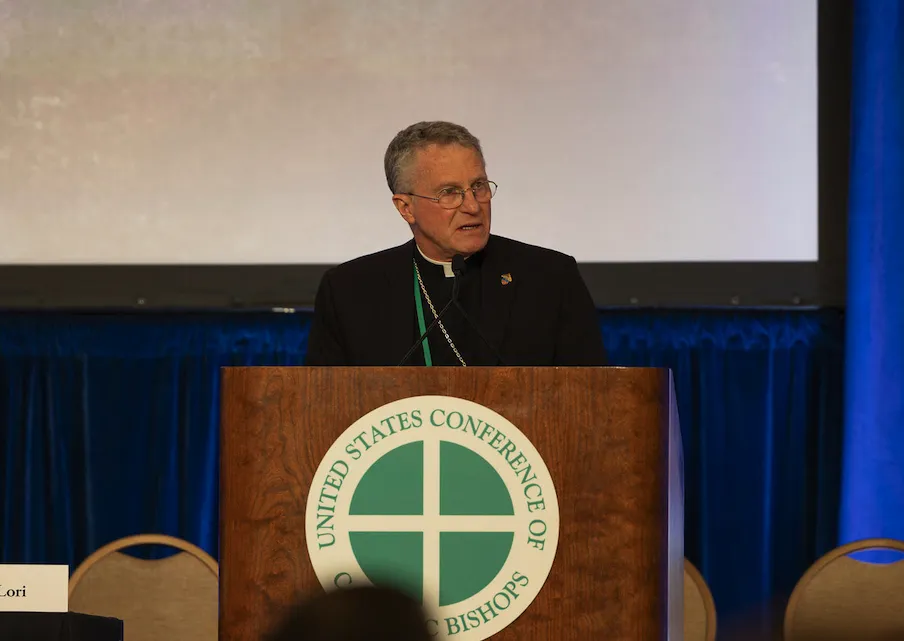 USCCB President Archbishop Timothy Broglio speaks at the bishops' spring meeting, Thursday, June 13, 2024.?w=200&h=150