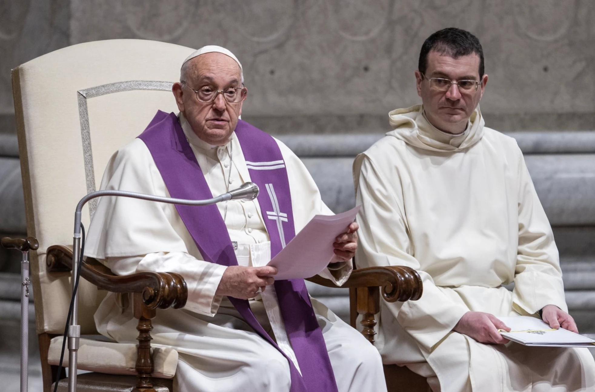 Pope Francis presides at the penitential celebration ahead of the 16th Ordinary General Assembly of the Synod of Bishops at St. Peter’s Basilica, Tuesday, Oct. 1, 2024.?w=200&h=150