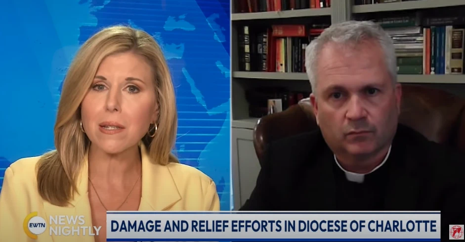 Diocese of Charlotte Vicar General Monsignor Patrick Winslow speaks to “EWTN News Nightly” anchor Tracy Sabol on Tuesday, Oct. 1, 2024.?w=200&h=150