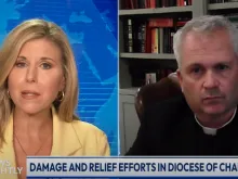 Diocese of Charlotte Vicar General Monsignor Patrick Winslow speaks to “EWTN News Nightly” anchor Tracy Sabol on Tuesday, Oct. 1, 2024.