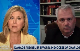 Diocese of Charlotte Vicar General Monsignor Patrick Winslow speaks to “EWTN News Nightly” anchor Tracy Sabol on Tuesday, Oct. 1, 2024. Credit: “EWTN News Nightly”