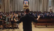 Children with the Southwark Singing Programme sing the hymn “The Power of the Cross” at St. George's Cathedral in Southwark, London, Wednesday, July 3, 2024.