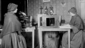 A team of nuns measures photographic plates for the Carte du Ciel project, circa early 1900s.