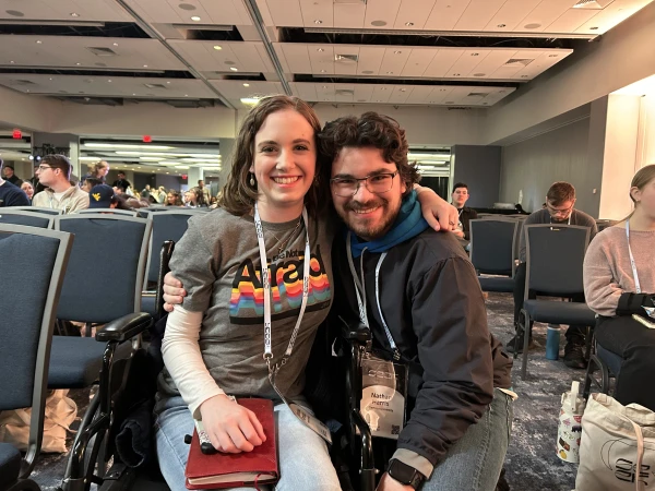 Katerina Carducci and Nathan Harris attend a talk at SEEK25 in Washington, D.C. Credit: Madalaine Elhabbal/CNA