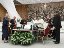 Pope Francis offers a prayer at the conclusion of the 2023 Synod on Synodality.