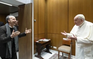 Pope Francis meeting with Roberto Benigni, Dec. 7, 2022. Vatican Media