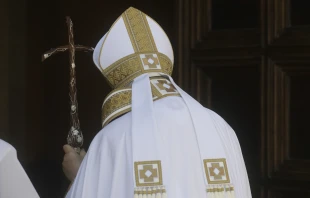 Pope Francis opens the Holy Door in L’Aquila, Italy. Credit: Vatican Media