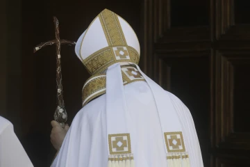 Pope Francis opens the Holy Door in L'Aquila, Italy on Aug. 28, 2022.