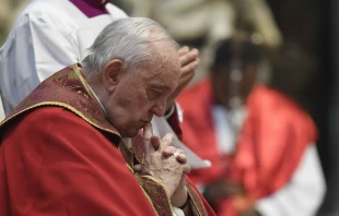 Pope Francis praying in St. Peter's Basilica on All Souls' Day, Nov. 2, 2022 Vatican Media