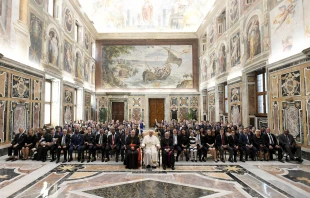 Pope Francis addressed the International Catholic Legislators Network as it holds its 15th annual meeting in Italy from Aug. 22-25. The theme of the gathering is “The World at War: Permanent Crises and Conflicts — What Does It Mean for Us?” Credit: Vatican Media